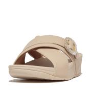FitFlop Lulu crystal-buckle leather cross slides
