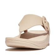 FitFlop Lulu covered-buckle raw-edge leather toe-thongs