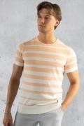 Koll3kt Riccione linnen knitted streep t-shirt -