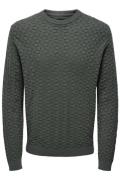 Only & Sons Onskalle reg 12 struc crew knit noo olijf