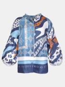 Mucho Gusto Blouse carini jeans blauw met oranje patchwork