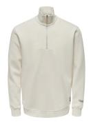 Only & Sons Onsriley reg 14 zip high neck swt off-white