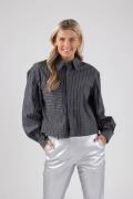 Nukus Sorrento blouse studs dark grey/ offwhite