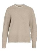 Vila Vihefna stitch detail knit topr zand