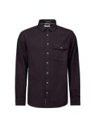 No Excess Shirt check2 coloured twill aubergine