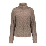 Geisha Pull cables roll neck taupe