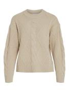 Vila Vilou o-neck ls cable knit top n beige