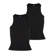 Urban Classics Dames ribbed racerback top (set van 2)