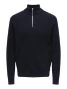 Only & Sons Onsphil reg 12 struc half zip knit navy