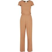 Urban Classics Dames jumpsuit met geribbelde wijde pijpen