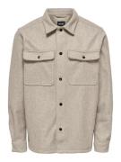 Only & Sons onsash ovr woolen look pkt ls shirt 22023564 chinchilla