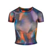 Urban Classics Dames mesh t-shirt met all-over print