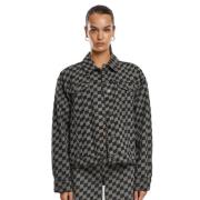 Urban Classics Dames 80s laser check oversized denim jassen