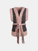 Mucho Gusto Tweezijdig draagbaar roze tweed en teddy gilet chique roze...