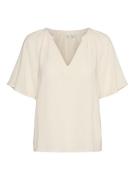 Vero Moda Vmvictoria ss v-neck top wvn btq g ecru