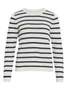 Vila vidalo o-neck l/s stripe knit top- 14101685 white alyssum