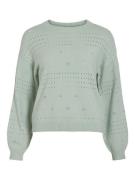 Vila Viril ls o-neck pointelle knit top mint