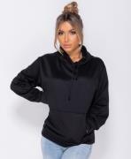 Parisian Oversized draw string hooded sweat-shirt zwart