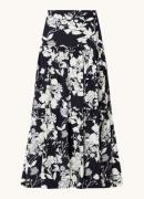 Maje Midi rok met bloemenprint en volant