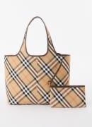 Burberry Shopper van canvas met kalfsleren details en uitneembare etui