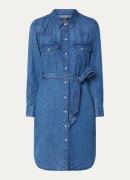 Ralph Lauren Mini blousejurk van chambray met strikceintuur