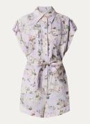 Zimmermann Acacia loose fit playsuit van linnen met bloemenprint en st...