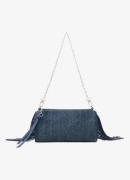 Maje Clutch van denim met afneembare schouderriem