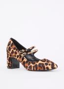 Dune London Approval pump van leer met panterprint