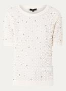 Claudia Sträter T-shirt met opengewerkt dessin en studs