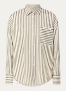 JOSH V Lexx blouse met streepprint en borstzak