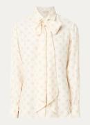 JOSH V Sydney blouse met logoprint en sjaalkraag