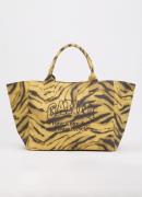 Ganni XXL Shopper van canvas met zebraprint