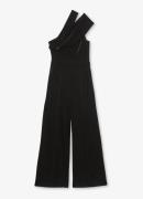 Reiss Daria one shoulder wide fit jumpsuit van fluweel