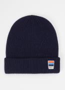 Barts Makalun fijngebreide muts van merino wol met logo