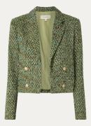 Expresso Double-breasted cropped blazer van bouclé