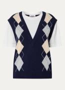 Sandro Fijngebreide top in kasjmierblend met ruitdessin