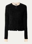 Sandro Top van fluweel met smockwerk en ruches