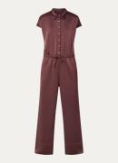 OPUS Mendie Night straight fit jumpsuit van satijn met structuur