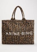 Anine Bing Leo shopper van canvas met panterprint
