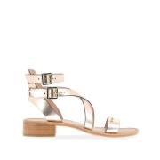 Sandalen in leer met kleine hak Hocean