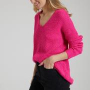 Trui in grof tricot met V-hals