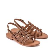 Sandalen in leer met platte hak