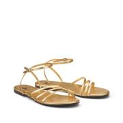 Sandalen met fijne bandjes, in metallic leer