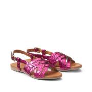 Platte sandalen in leer Emma