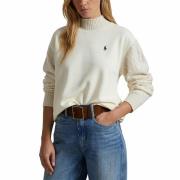 Sweater met ronde hals en logo,mouwen in kabeltricot