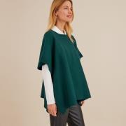 Poncho met ronde hals in milano tricot