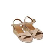 Leren sandalen met sleehak Ischia Corda