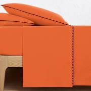 Effen plat laken in gewassen katoen, geborduurd, Merida