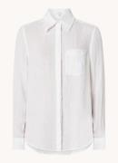 Reiss Campbell blouse van linnen met borstzak en gemêleerd dessin