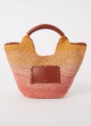 ba&sh Ara shopper van raffia met kalfsleren details